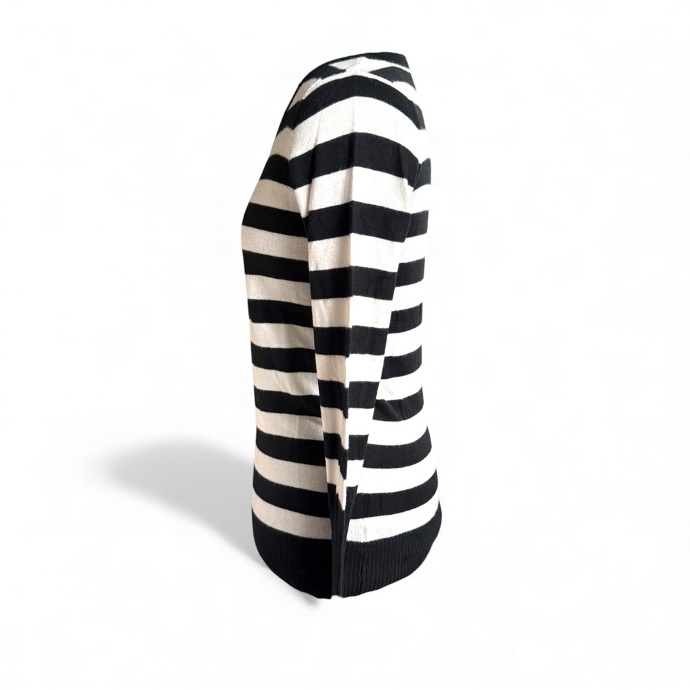 Target V-Neck Sweater with Black and White Stripes - Picture 4 of 7